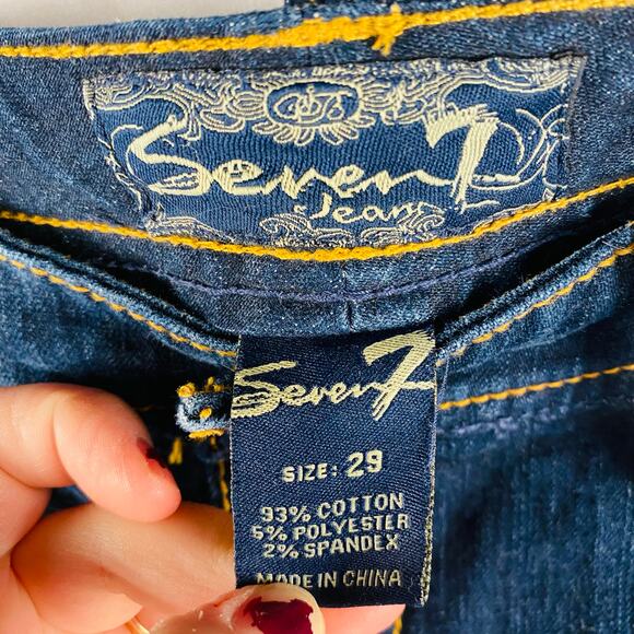 Seven7 Jeans‎ Wide Leg Dark Wash Raw Hem Mid-Rise Size 29 - Picture 3 of 8